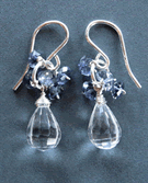 Clear Crystal and Iolite Cluster Earrings